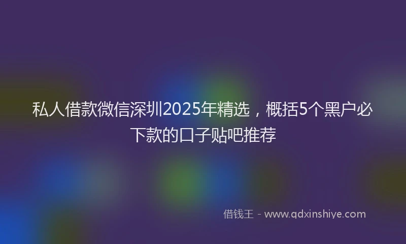 私人借款微信深圳2025年精选，概括5个黑户必下款的口子贴吧推荐