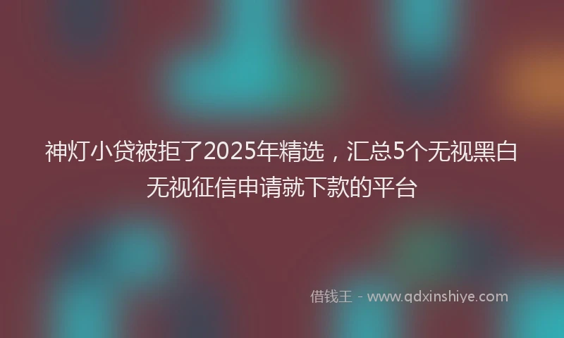 神灯小贷被拒了2025年精选，汇总5个无视黑白无视征信申请就下款的平台