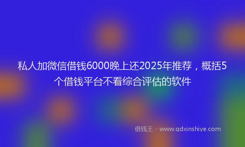 私人加微信借钱6000晚上还2025年推荐，概括5个借钱平台不看综合评估的软件
