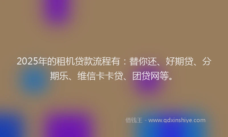 2025年的租机贷款流程有：替你还、好期贷、分期乐、维信卡卡贷、团贷网等。