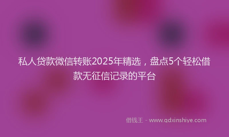 私人贷款微信转账2025年精选，盘点5个轻松借款无征信记录的平台