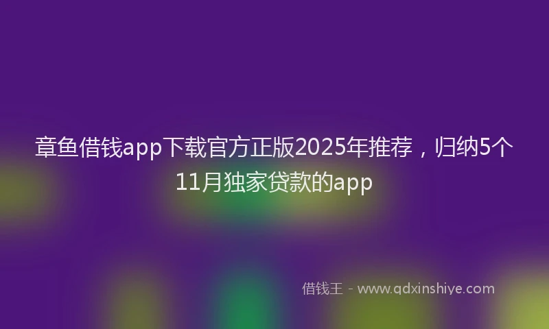 章鱼借钱app下载官方正版2025年推荐，归纳5个11月独家贷款的app