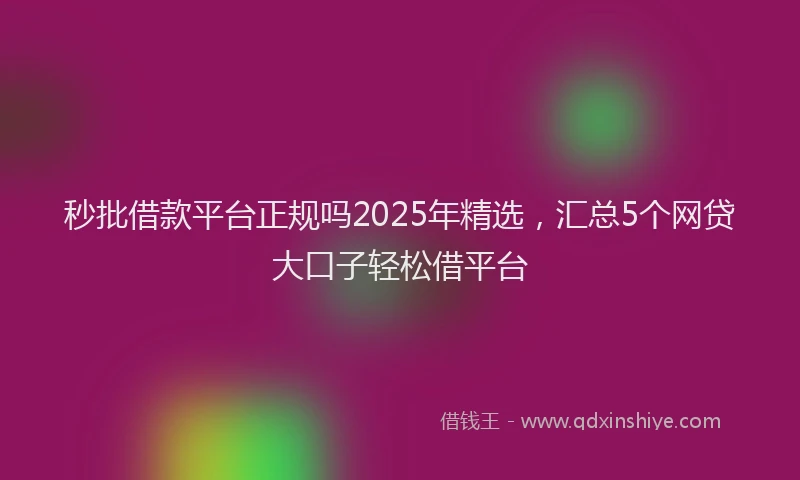 秒批借款平台正规吗2025年精选，汇总5个网贷大口子轻松借平台