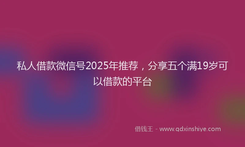私人借款微信号2025年推荐，分享五个满19岁可以借款的平台