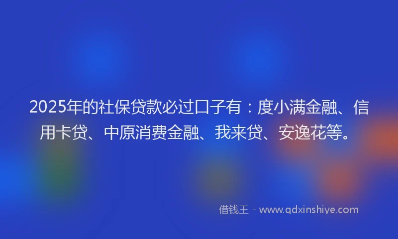 2025年的社保贷款必过口子有：度小满金融、信用卡贷、中原消费金融、我来贷、安逸花等。