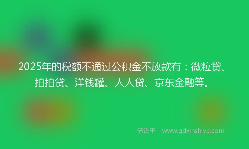 2025年的税额不通过公积金不放款有：微粒贷、拍拍贷、洋钱罐、人人贷、京东金融等。