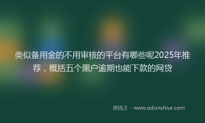 类似备用金的不用审核的平台有哪些呢2025年推荐，概括五个黑户逾期也能下款的网贷
