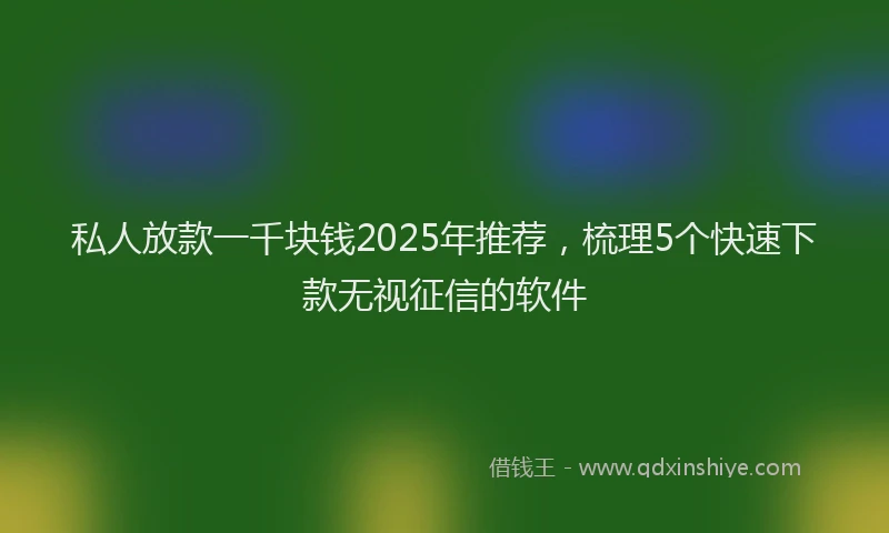 私人放款一千块钱2025年推荐，梳理5个快速下款无视征信的软件