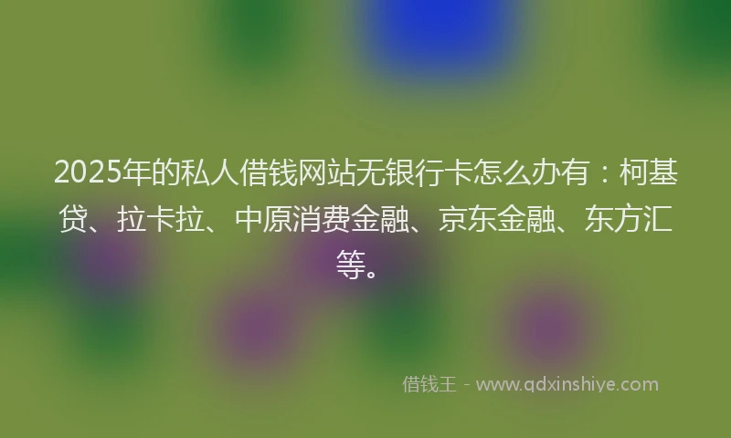 2025年的私人借钱网站无银行卡怎么办有：柯基贷、拉卡拉、中原消费金融、京东金融、东方汇等。