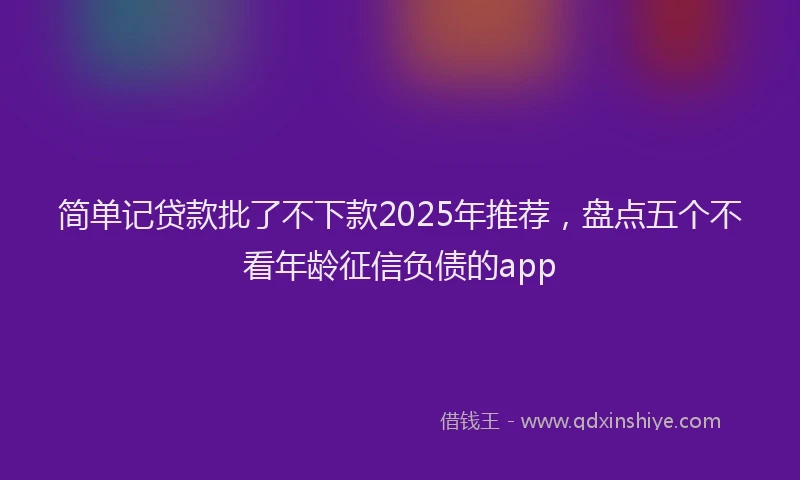 简单记贷款批了不下款2025年推荐，盘点五个不看年龄征信负债的app