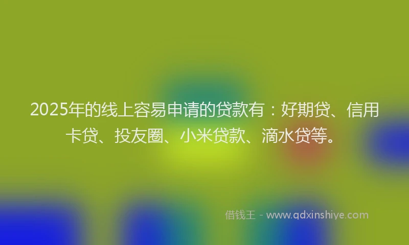 2025年的线上容易申请的贷款有：好期贷、信用卡贷、投友圈、小米贷款、滴水贷等。