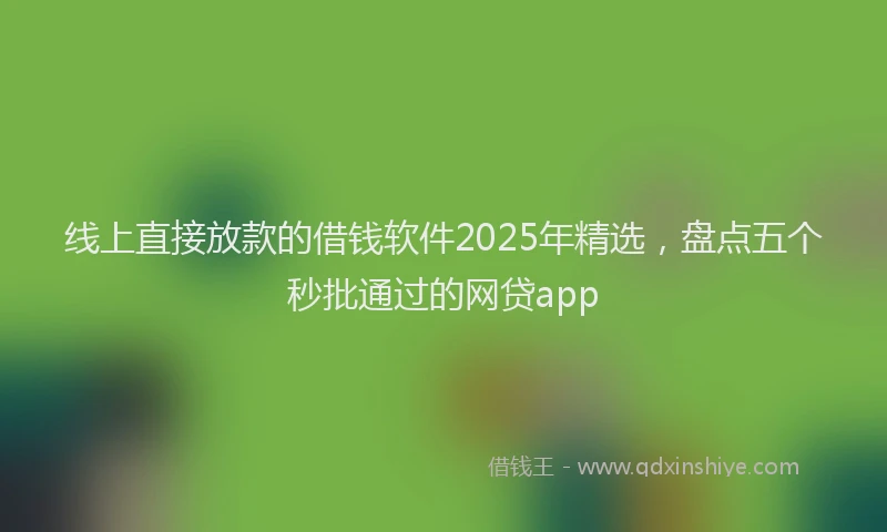 线上直接放款的借钱软件2025年精选，盘点五个秒批通过的网贷app