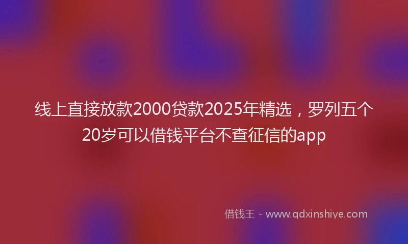 线上直接放款2000贷款2025年精选，罗列五个20岁可以借钱平台不查征信的app