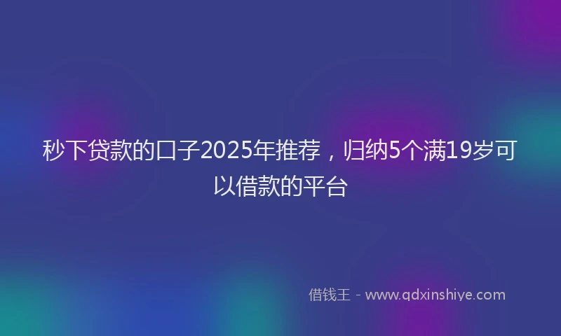 秒下贷款的口子2025年推荐，归纳5个满19岁可以借款的平台