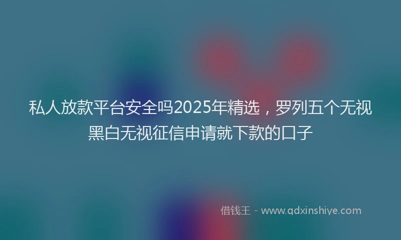 私人放款平台安全吗2025年精选，罗列五个无视黑白无视征信申请就下款的口子
