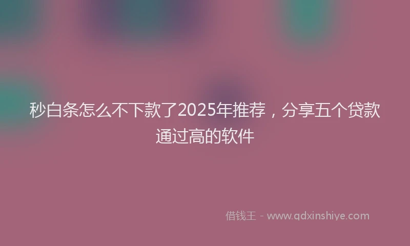 秒白条怎么不下款了2025年推荐，分享五个贷款通过高的软件