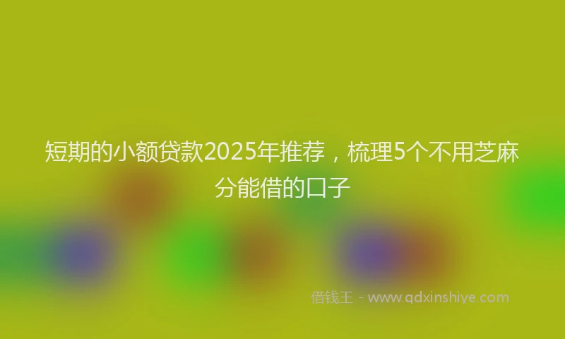 短期的小额贷款2025年推荐，梳理5个不用芝麻分能借的口子