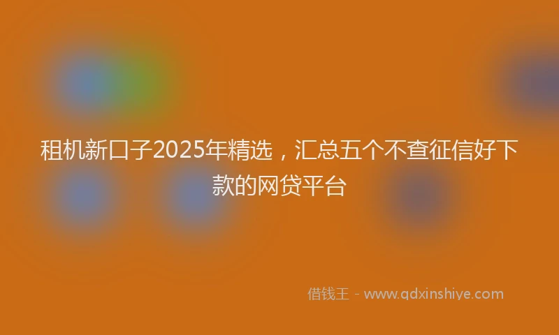 租机新口子2025年精选，汇总五个不查征信好下款的网贷平台