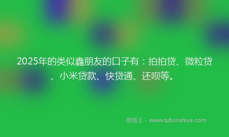 2025年的类似鑫朋友的口子有：拍拍贷、微粒贷、小米贷款、快贷通、还呗等。