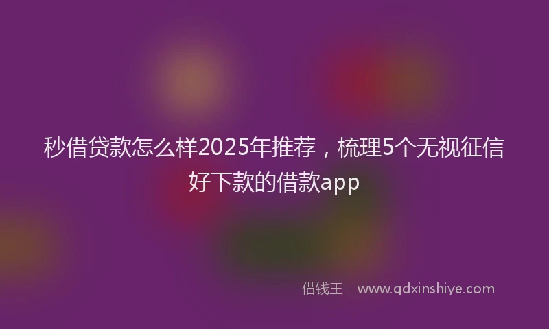 秒借贷款怎么样2025年推荐，梳理5个无视征信好下款的借款app