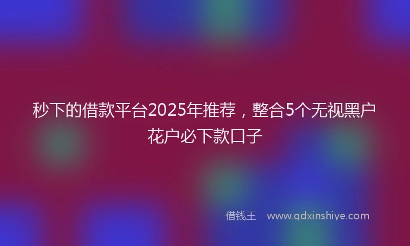 秒下的借款平台2025年推荐，整合5个无视黑户花户必下款口子