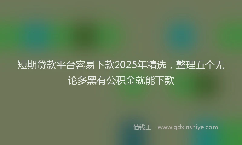 短期贷款平台容易下款2025年精选，整理五个无论多黑有公积金就能下款
