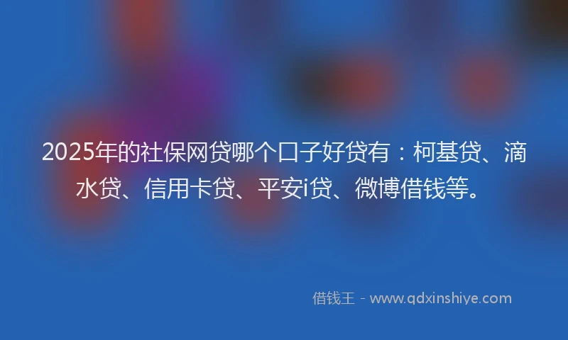 2025年的社保网贷哪个口子好贷有：柯基贷、滴水贷、信用卡贷、平安i贷、微博借钱等。