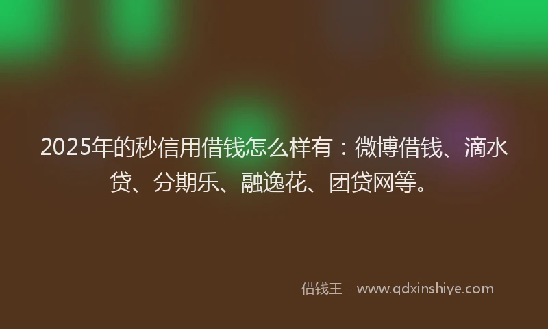 2025年的秒信用借钱怎么样有：微博借钱、滴水贷、分期乐、融逸花、团贷网等。