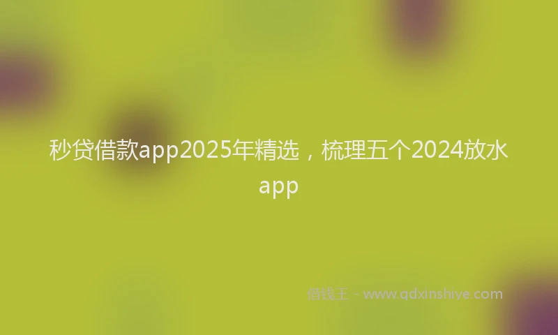 秒贷借款app2025年精选，梳理五个2024放水app