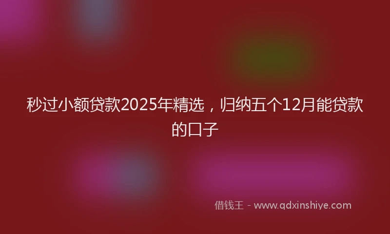 秒过小额贷款2025年精选，归纳五个12月能贷款的口子