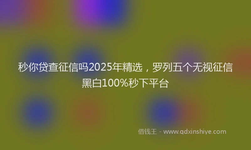 秒你贷查征信吗2025年精选，罗列五个无视征信黑白100%秒下平台