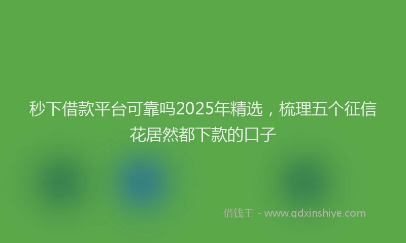秒下借款平台可靠吗2025年精选，梳理五个征信花居然都下款的口子