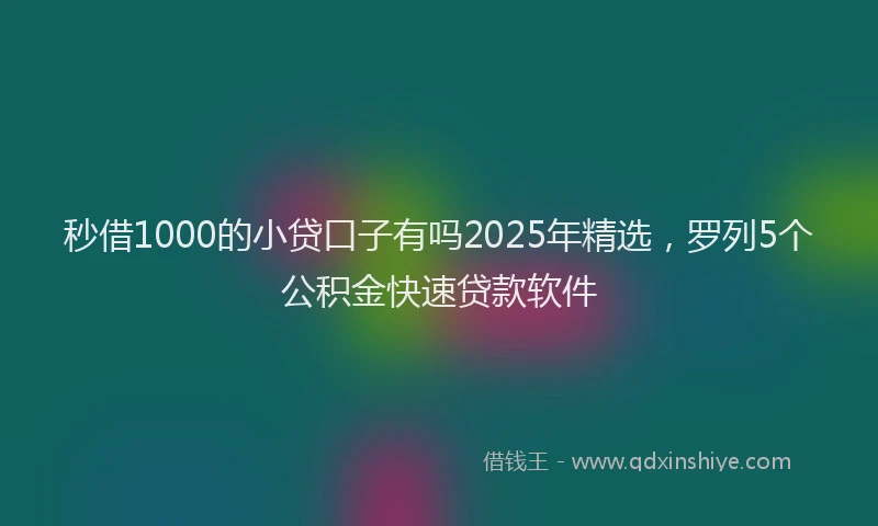 秒借1000的小贷口子有吗2025年精选，罗列5个公积金快速贷款软件