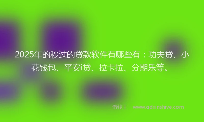 2025年的秒过的贷款软件有哪些有：功夫贷、小花钱包、平安i贷、拉卡拉、分期乐等。