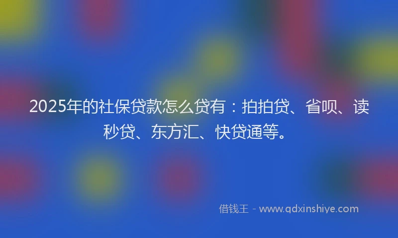 2025年的社保贷款怎么贷有：拍拍贷、省呗、读秒贷、东方汇、快贷通等。