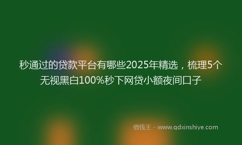 秒通过的贷款平台有哪些2025年精选，梳理5个无视黑白100%秒下网贷小额夜间口子