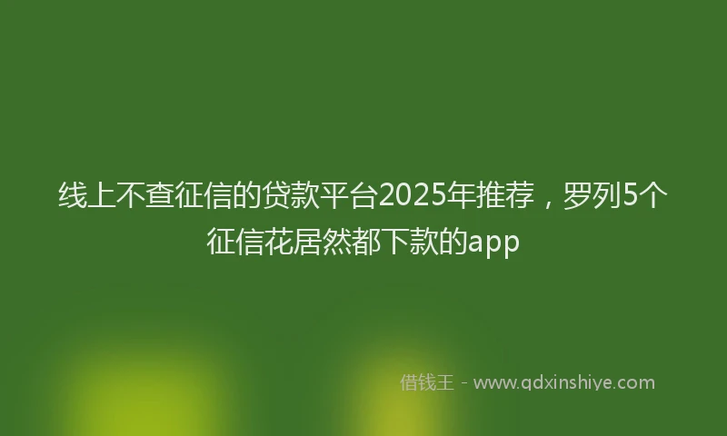 线上不查征信的贷款平台2025年推荐，罗列5个征信花居然都下款的app