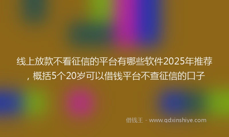 线上放款不看征信的平台有哪些软件2025年推荐，概括5个20岁可以借钱平台不查征信的口子