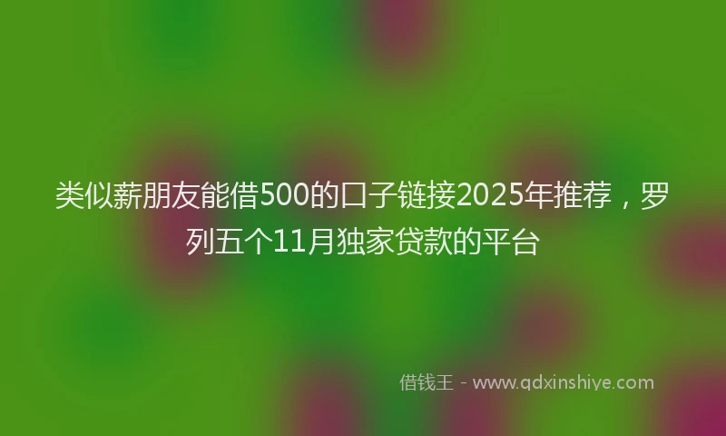 类似薪朋友能借500的口子链接2025年推荐，罗列五个11月独家贷款的平台