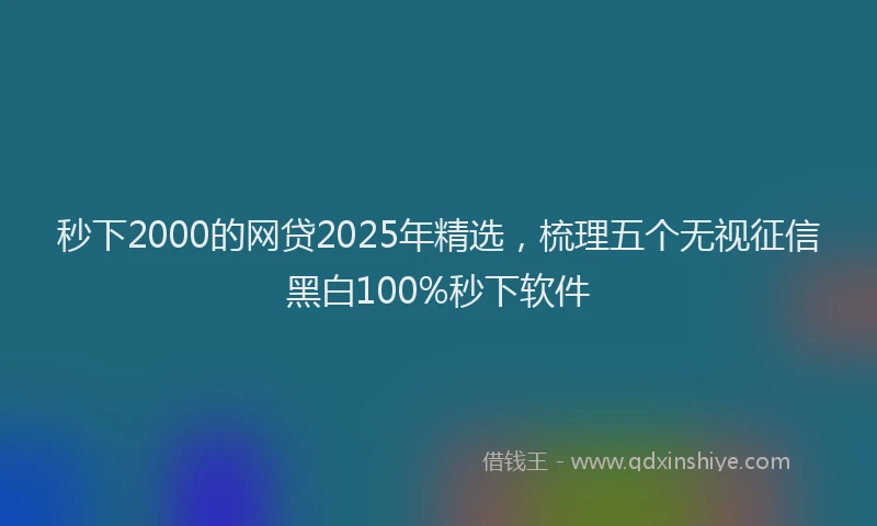 秒下2000的网贷2025年精选，梳理五个无视征信黑白100%秒下软件