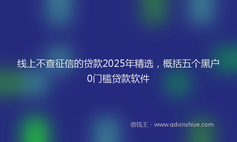 线上不查征信的贷款2025年精选，概括五个黑户0门槛贷款软件