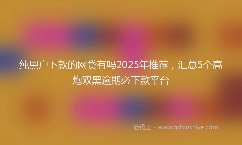纯黑户下款的网贷有吗2025年推荐，汇总5个高炮双黑逾期必下款平台