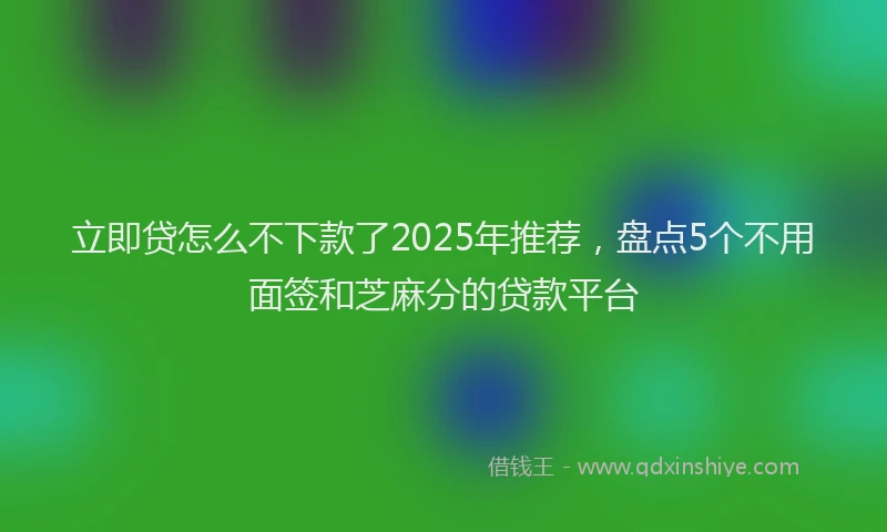 立即贷怎么不下款了2025年推荐，盘点5个不用面签和芝麻分的贷款平台
