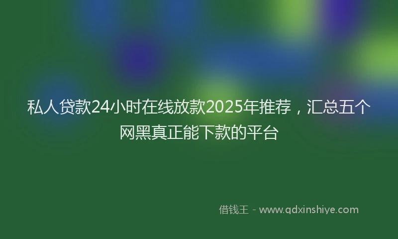 私人贷款24小时在线放款2025年推荐，汇总五个网黑真正能下款的平台