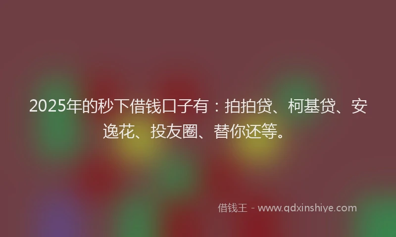 2025年的秒下借钱口子有：拍拍贷、柯基贷、安逸花、投友圈、替你还等。
