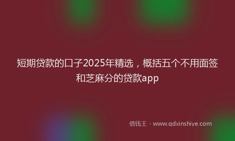 短期贷款的口子2025年精选，概括五个不用面签和芝麻分的贷款app