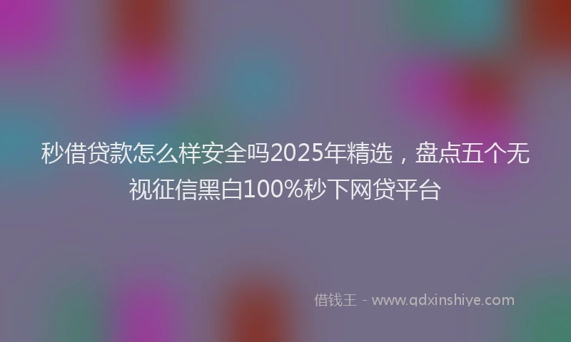 秒借贷款怎么样安全吗2025年精选，盘点五个无视征信黑白100%秒下网贷平台