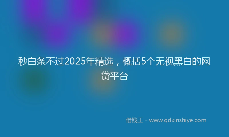 秒白条不过2025年精选，概括5个无视黑白的网贷平台