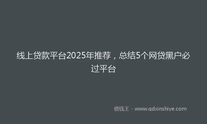 线上贷款平台2025年推荐，总结5个网贷黑户必过平台