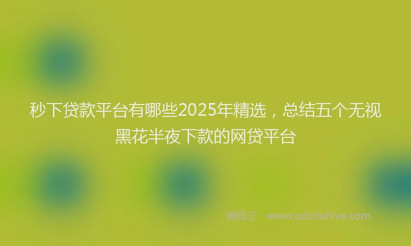 秒下贷款平台有哪些2025年精选，总结五个无视黑花半夜下款的网贷平台